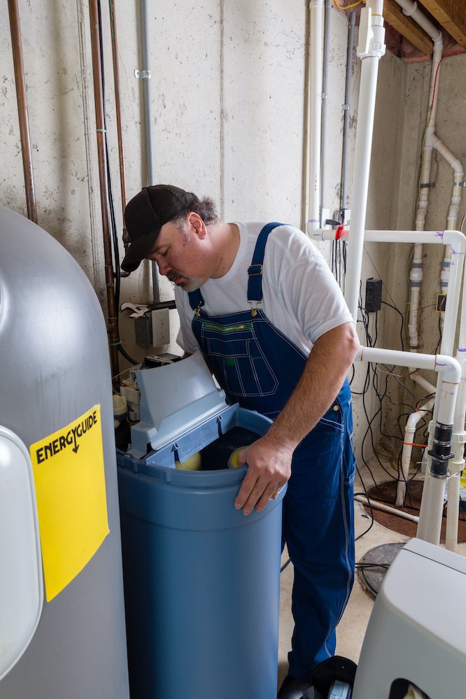 how to clean a water softener resin tank