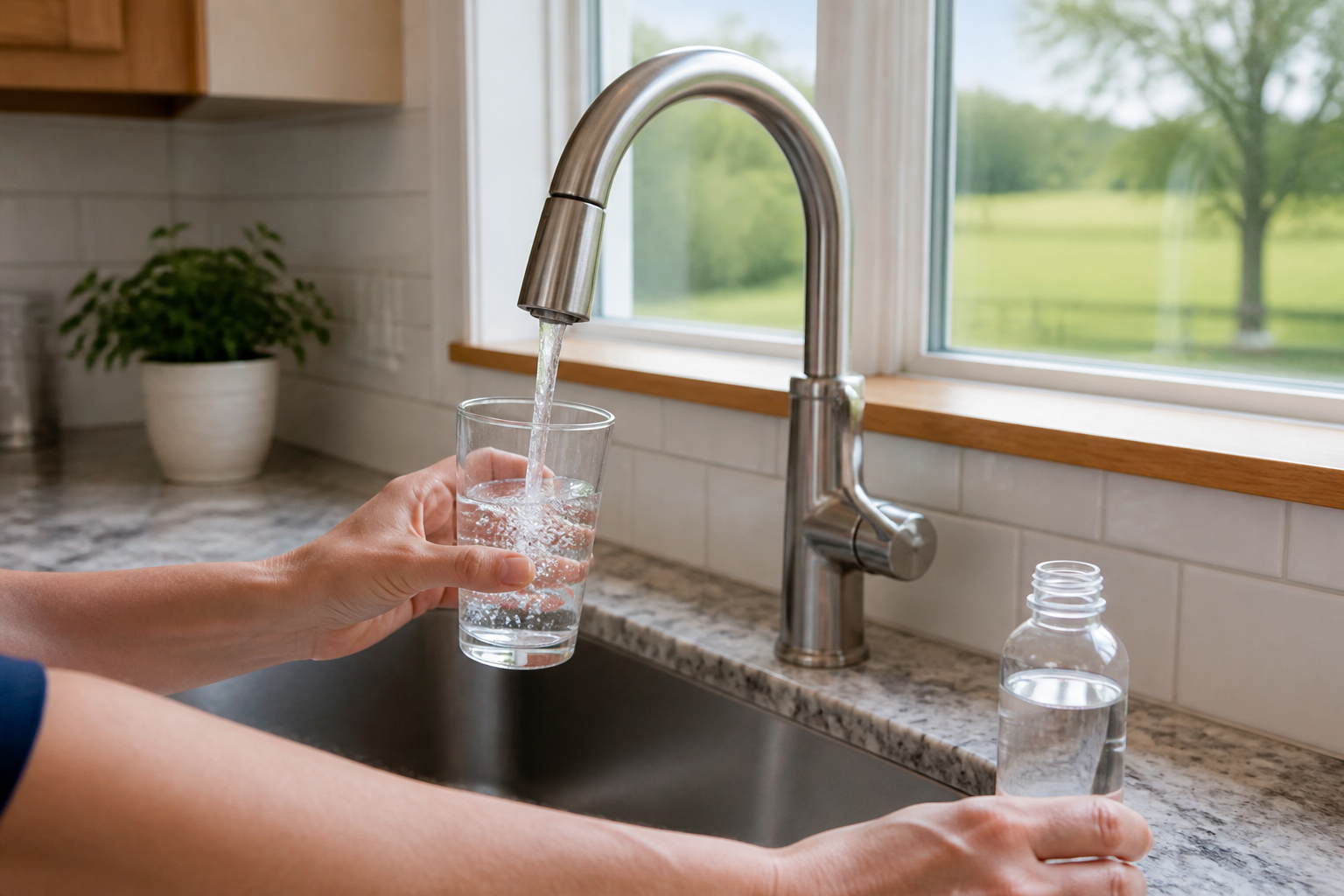 Collecting a tap-water sample before choosing treatment for hard well water