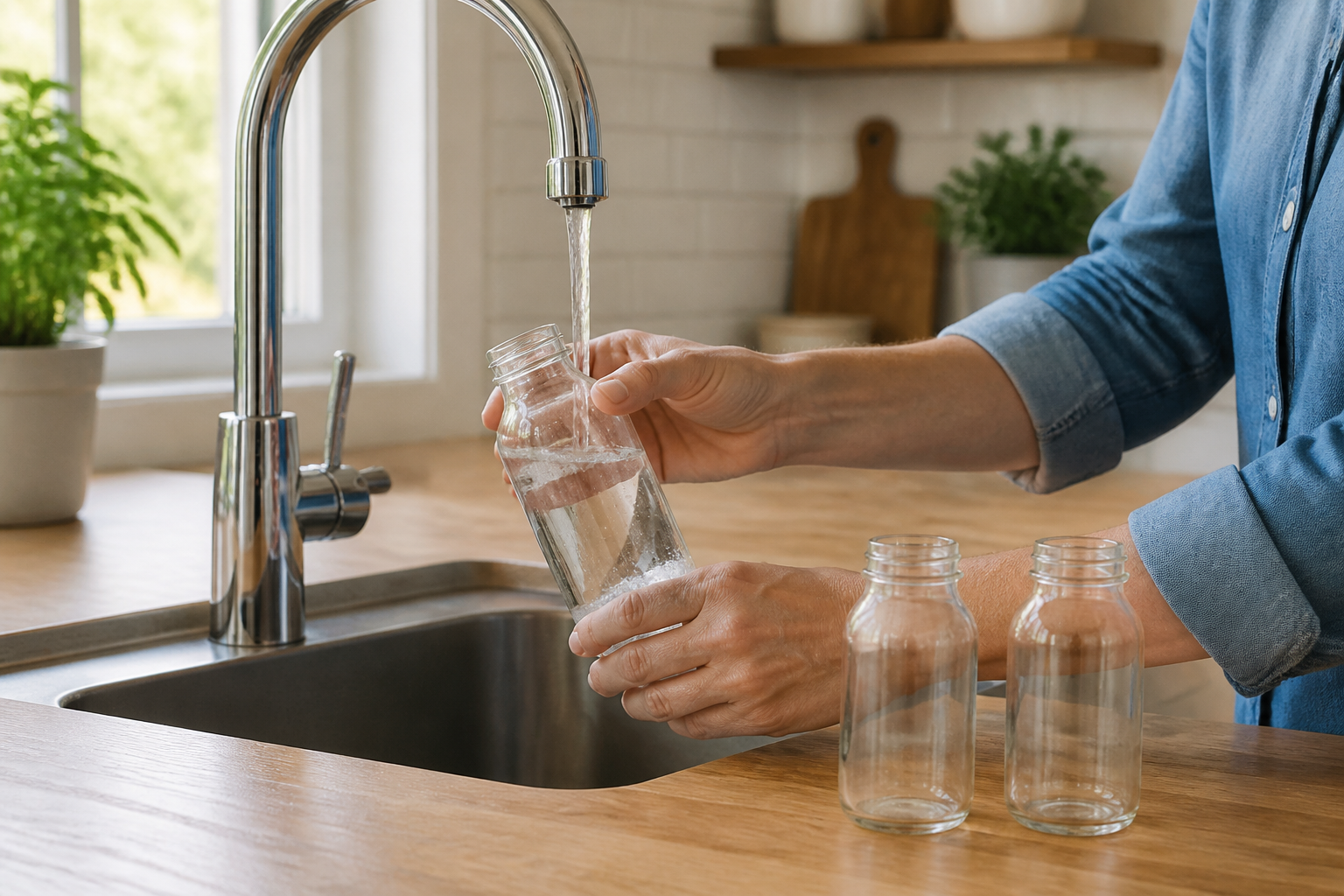 Collecting a well-water sample to test iron and water hardness
