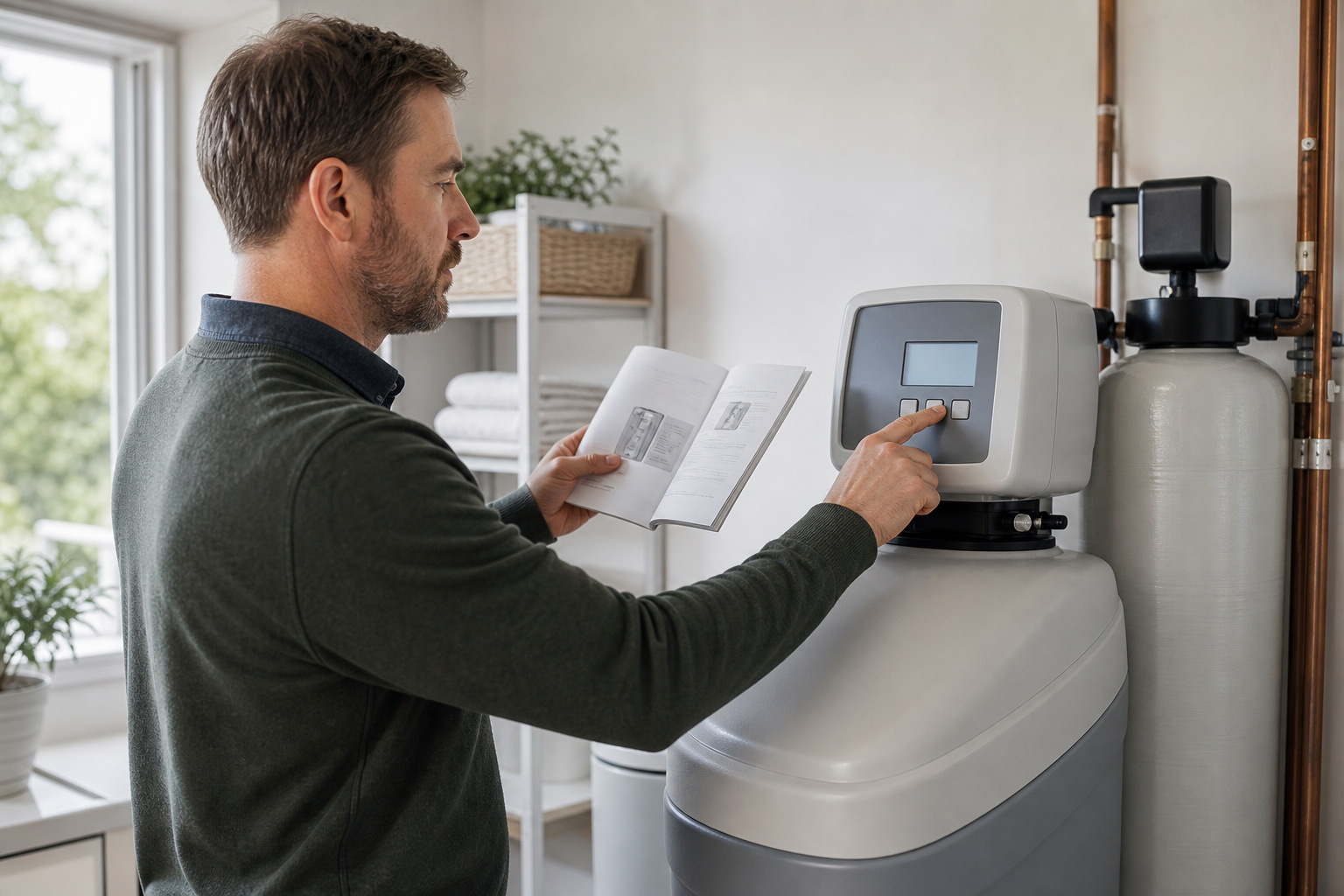 Homeowner setting water hardness on an unbranded water softener control