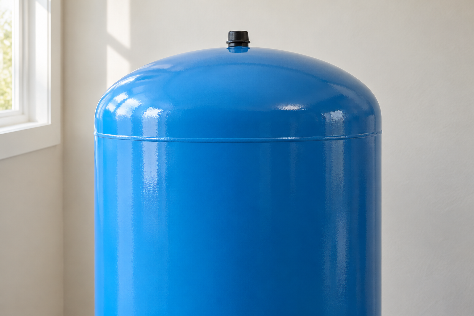 Well pressure tank in a clean utility area